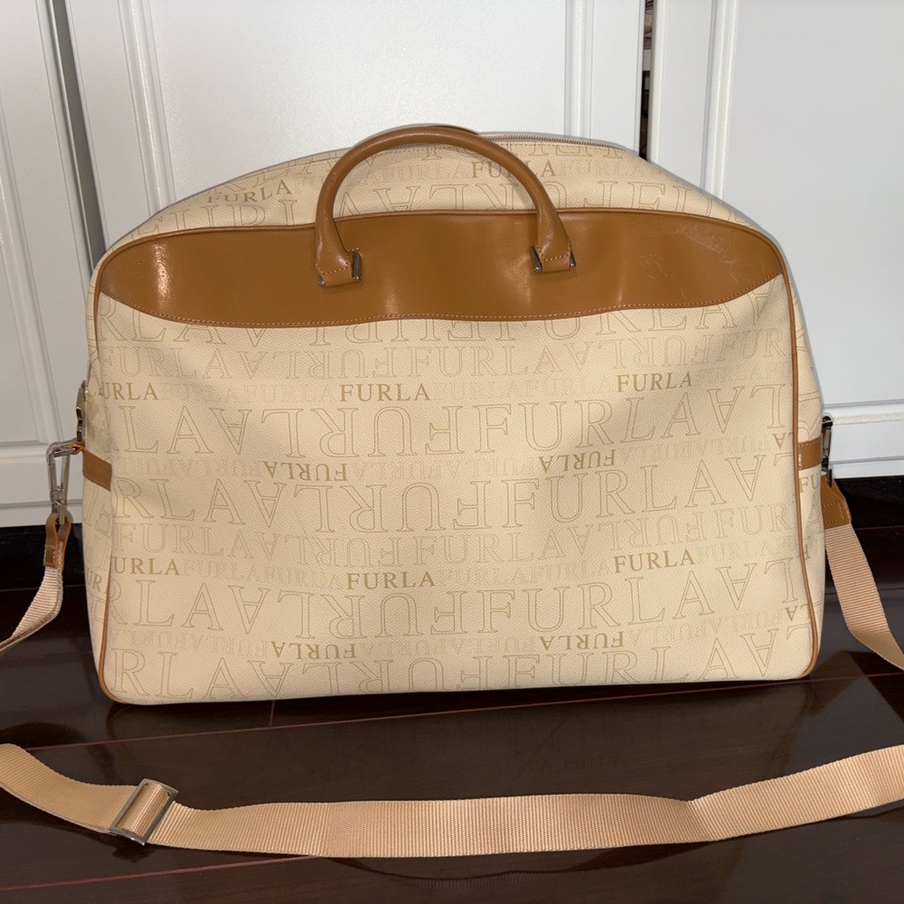 Vintage Furla Logo Weekender Travel Carry-On Bag